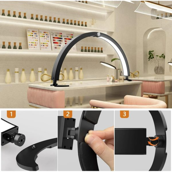 NEXPURE LED Nail Lamp - Half Moon Nail Desk Light, 3 Color Modes for Eyelashes, Tattoos, Crafts, Black - Image 3
