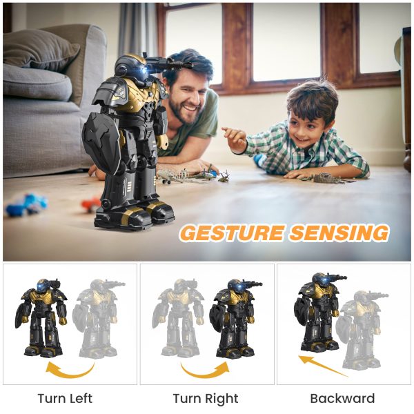 Febfoxs RC Toy Robot, Kids Smart RC Robot Toy Mini Robot Talking Singing Dancing Interactive Touch Sensor Infant Toddler Children Robotics with Remote Control for Kids 3-10 Years, Gold - 图片 3