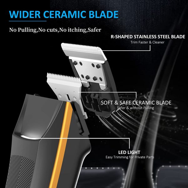 Febfoxs Body Hair Trimmer for Men Women,2 Speeds Showerproof Trimmer for Pubic Hair, Women's Waterproof Bikini Trimmers, Replaceable Ceramic Blade, Ball Trimmer/Shaver Hygiene Razor - 图片 4