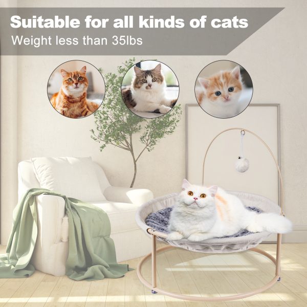 Cat Hammock, Cat Hammock Bed, Cat Bed, Detachable Pet Hammock Bed, Hanging Elevated Cat Nest, Pet Bed Suitable for Indoor Outdoor, off-White - 图片 3