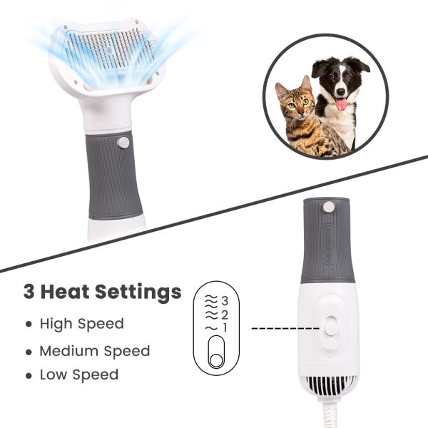 Pet Hair Dryer, 2 in 1 Dog Blow Dryer Pet Dryers Grooming with Slicker Brush with 2 Temperatures Settings, White - 图片 6