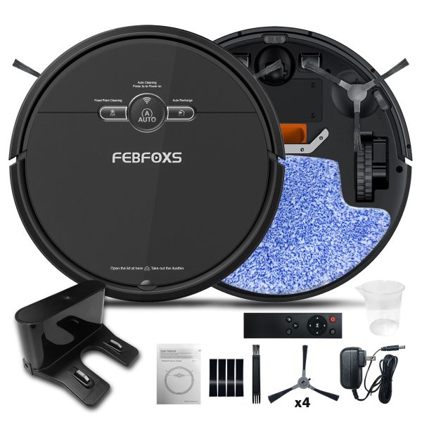 FEBFOXS Robot Vacuum Cleaner D2-001, 3000PA Wi-Fi/Alexa/App, Automatic Self-Charging Robotic Vacuum with 150min Runtime, Slim, Quiet Mini Cleaning Robot for Pet Hair, Hard Floors and Carpets - 图片 3