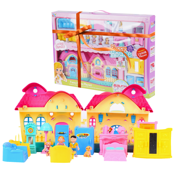 FEBFOXS Dollhouse Playset, Equipped with Dolls Figures and a Pet, Toy Gift 3 - 8 Years Old - 图片 7