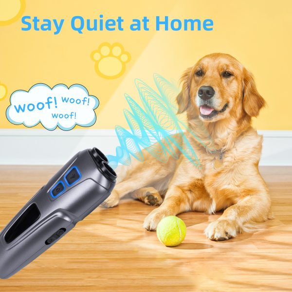 Dog Bark Deterrent Devices, Dog Barking Control Devices, Anti Bark Device for Dogs, Ultrasonic Rechargeable Dog Silencer with LED Flashlight,Gray - 图片 3