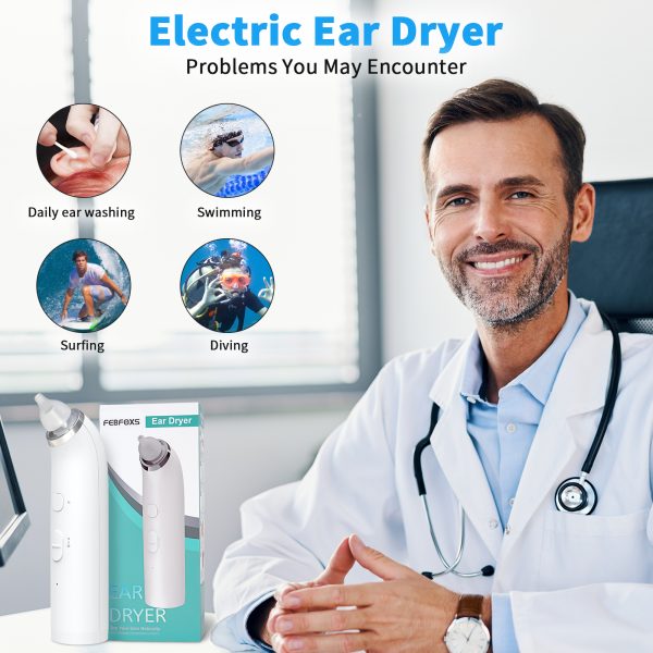 Febfoxs Ear Dryer - Electronic Air Dryer, Two Speed Switch (Cold/Hot), 3 Extra Ear Tips for Water Activities - 图片 2