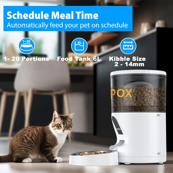 Automatic Cat Feeder, WiFi Automatic Cat Food Dispenser with 1080P Camera, Timed  Cat Feeder with APP Control for Remote Feeding, 6L Automatic Pet Feeder for Cat Dog - 图片 8