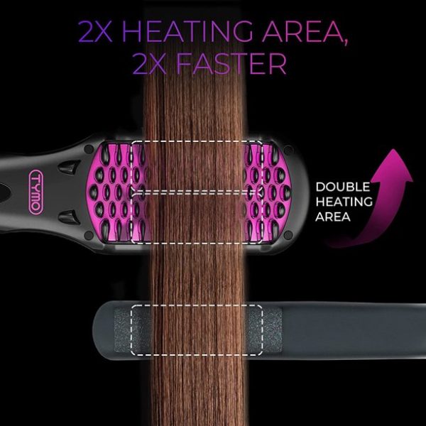 Direct Ionic Hair Straightener Brush - 2-in-1 Ceramic Ionic Straightening Brush,Hot Comb with Anti-Scald Feature,Auto Temperature Lock & Auto-Off Function,Black - 图片 4
