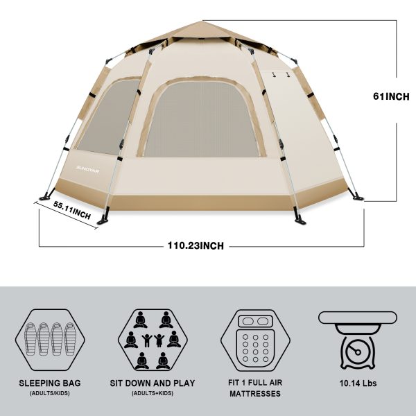 6-8 Person Tent with Removable Rain Fly and Carrying Bag, Waterproof, Easy Setup for Camping/Family Outdoor/Hiking/Backpacking/Beach (Copy) - Image 3