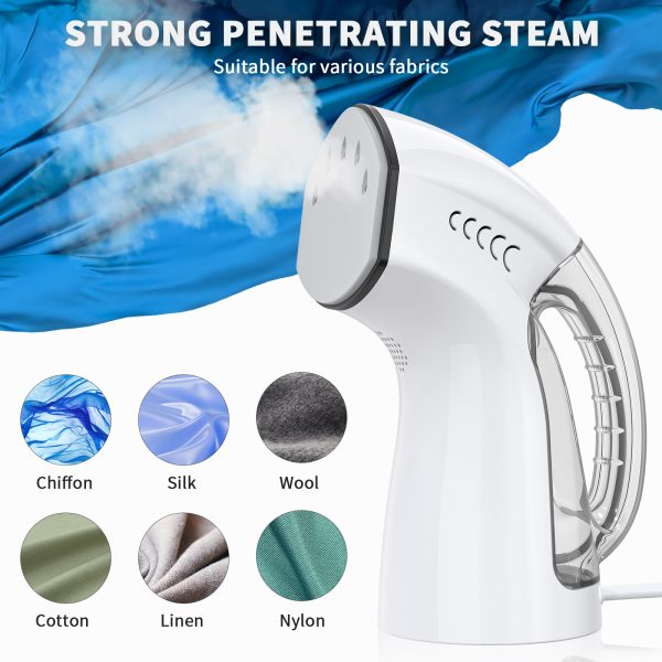 Febfoxs Steamer for Clothes,1000W 2-in-1 Clothing Steamers with Fast Heat-up,Auto Shut-off Function,Wrinkles/Steam/Soften/Clean/Sterilize Powerful Fabric Steamer Iron,White - Image 2