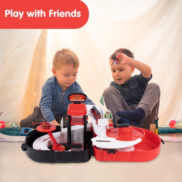 FEBFOXS Toy Car, Ramp Track Climbing Hills Cars, Vehicles Car Tracks Construction Play Set with Backpack for Preschool Gifts Kids Ages 1-3 Years Old Boys and Girls - 图片 4