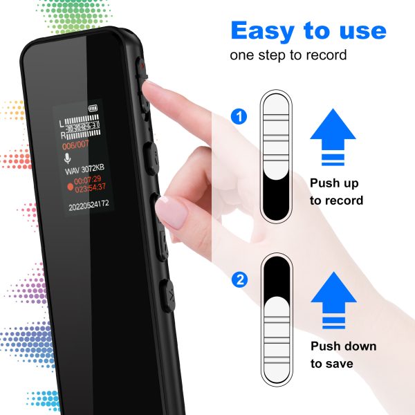 Febfoxs R20 32GB Digital Voice Recorder with Password, Playback, USB, and Noise Reduction - Professional Dictaphone Sound Tape Recorder and MP3 Player Black - 图片 2