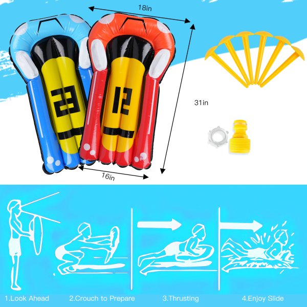 25FT Water Slide, Heavy Duty Lawn Water Slide, Extra Long Slip Water Slides with 2 Bodyboards for Kids Adults Summer Toy with Sprinkler, Sports Outdoor Garden - Image 2