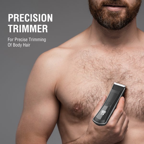 FEBFOXS Bikini Trimmer,Pubic Hair Trimmer& Groin Ball Shaver for Women and Men, IPX5 Waterproof Electric Body Trimmer, USB Recharge Dock, LED Light & Display - 图片 3