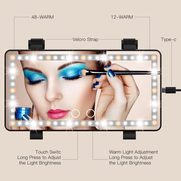 NEXPURE Car Visor Makeup Mirror, Touch Screen Dimmable, Rechargeable Makeup Mirror with 3 Light Modes, Universal Lighted Mirror for Cars - Image 2