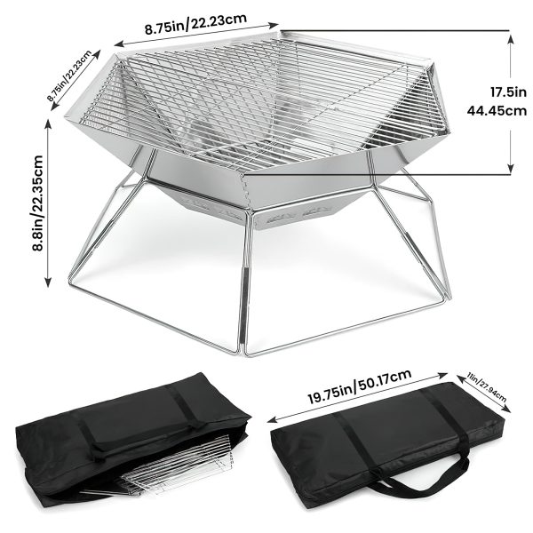 Charcoal Barbecue Grill, Folding Portable BBQ Grill, Stainless Steel Charcoal Stove for Home Party Outdoor - 图片 5