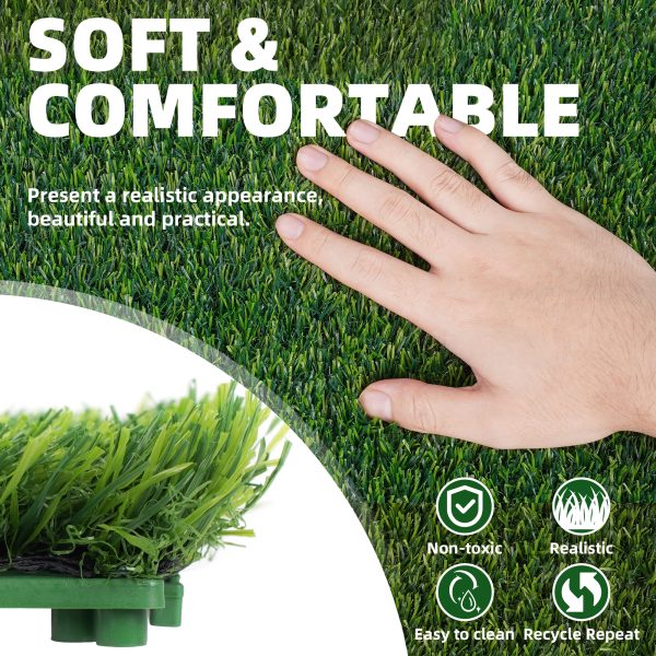 Artificial Grass Tiles Interlocking Turf Deck Set 12 Pack - 12"x12" Artificial Grass Self-draining Mat Flooring Decor Pad for Dog Pet Indoor Outdoor - 图片 7