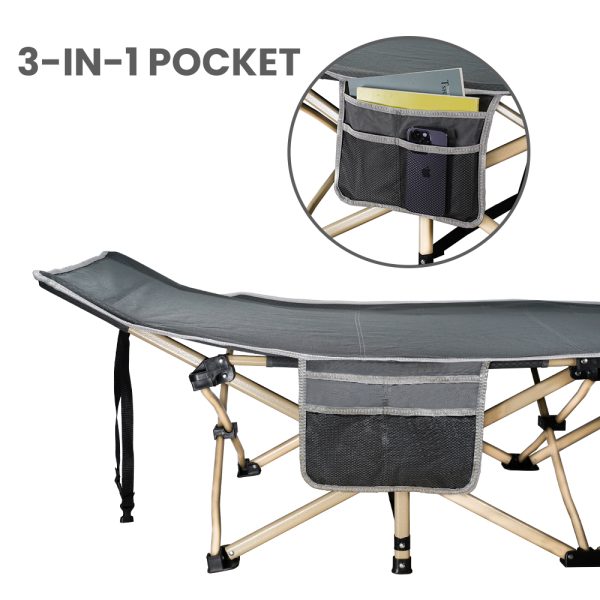 Folding Camping Cot, Cot Sleeping Bed 300 LBS Side Pocket for Adults Camping Cots for Camping Beach Hiking - 图片 3