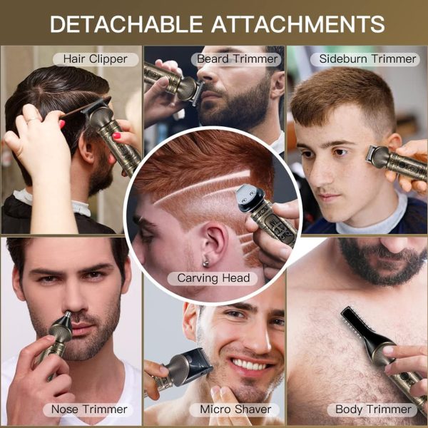 FEBFOXS Beard Trimmer for Men, 6 in 1 Hair Clippers, USB Rechargeable Men's Cordless Haircut Groomer Kit, Barber Cape, Body, Facial, Nose Hair Cutting, Electric Razor for Men, Gifts for Men - Image 3