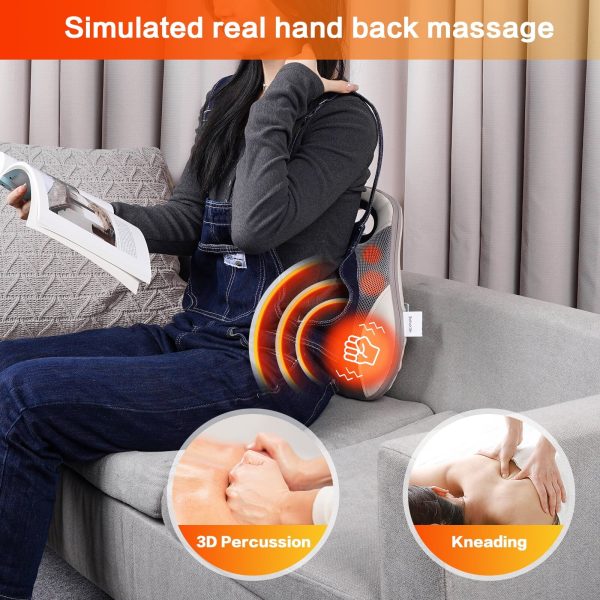 NEXPURE Back Massager with Heat, Shiatsu Shoulder and Neck Massager, 3D Kneading Massage Relieves Deep Muscle Tissue Pain, Suitable for Gifts for Mom and Dad, Gray - Image 3