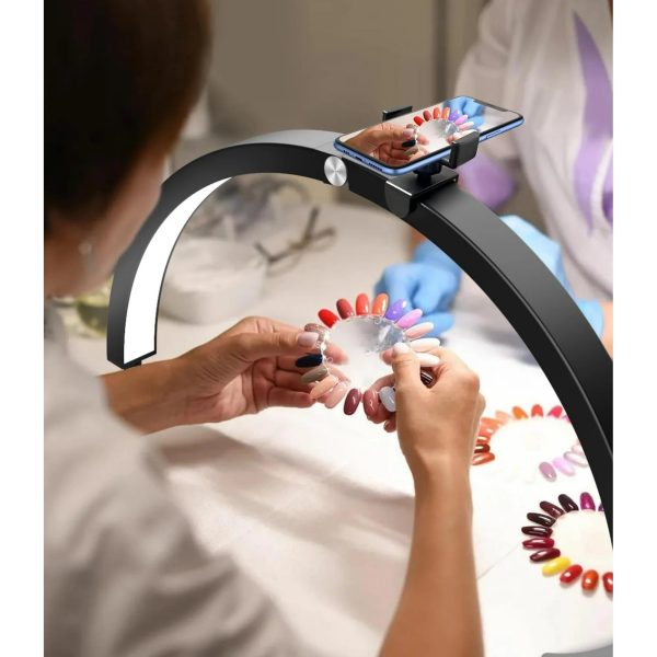 NEXPURE LED Nail Lamp - Half Moon Nail Desk Light, 3 Color Modes for Eyelashes, Tattoos, Crafts, Black - Image 2