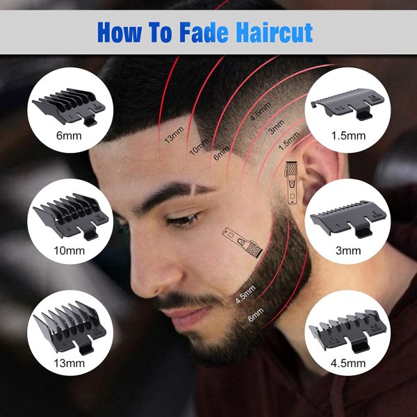 Febfoxs Professional Hair Clippers for Men - Cordless Barber Clippers for Hair Cutting, LCD Display & Travel Storage Case, haircut shawl,Silver - 图片 2