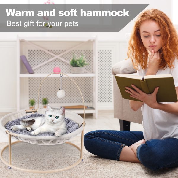 Cat Hammock, Cat Hammock Bed, Cat Bed, Detachable Pet Hammock Bed, Hanging Elevated Cat Nest, Pet Bed Suitable for Indoor Outdoor, off-White - 图片 4