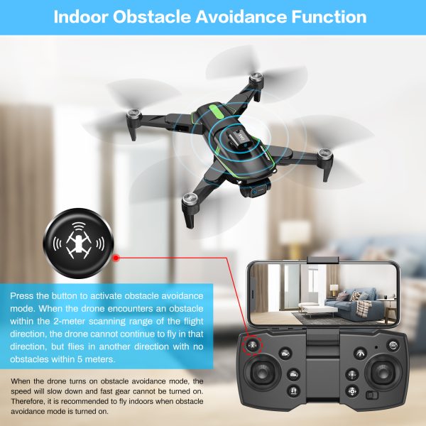 FEBFOXS F166 Drone with Camera 4k for Adults, Dual HD Cameras with 90°Adjustable Lens, Foldable Drone for Kids and Beginners, Brushless Motor, Obstacle Avoidance Mode - Image 3