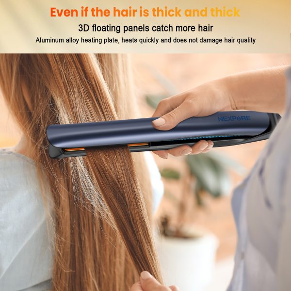 NEXPURE Professional 1" Ceramic Flat Iron, 2-in-1 Hair Straightener and Curls with Touch Panel to Adjust Temperature, Quick Heat up , Blue - 图片 3