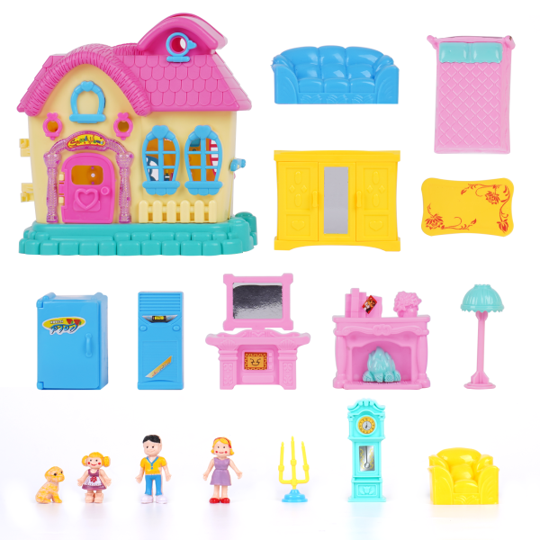 FEBFOXS Dollhouse Playset, Equipped with Dolls Figures and a Pet, Toy Gift 3 - 8 Years Old - 图片 6
