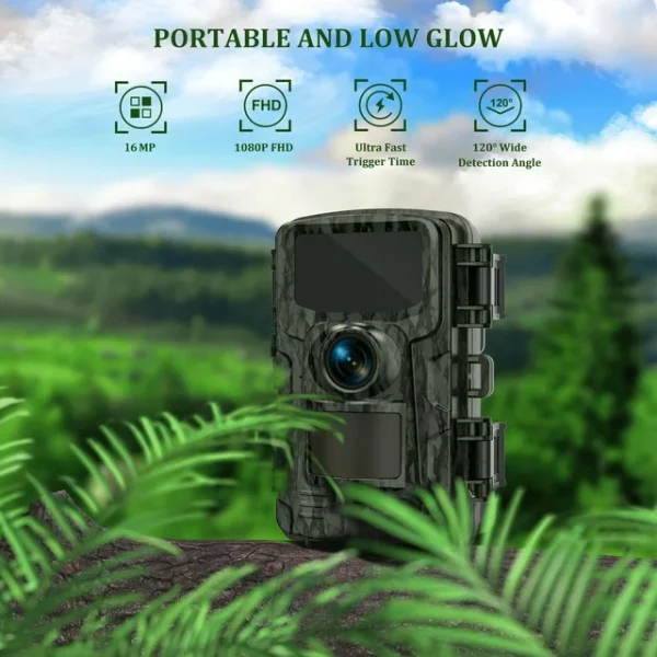 Mini Game Camera, 20MP 1080P HD Trail Camera with Night Vision, Wildlife Waterproof Hunting Camera Wildgame, Hunting Trail Monitors - 图片 5