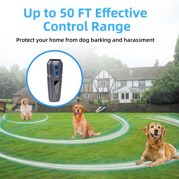 Dog Bark Deterrent Devices, Dog Barking Control Devices, Anti Bark Device for Dogs, Ultrasonic Rechargeable Dog Silencer with LED Flashlight,Gray - 图片 2