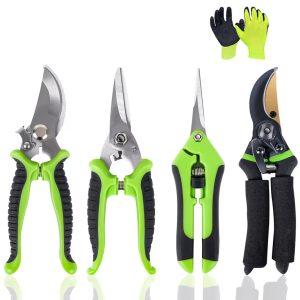 Garden Pruning Shears Stainless Steel Blades, Handheld Scissors Set with Gardening Gloves,Heavy Duty Garden Bypass Pruning Shears,Tree Trimmers Secateurs, Hand Pruner