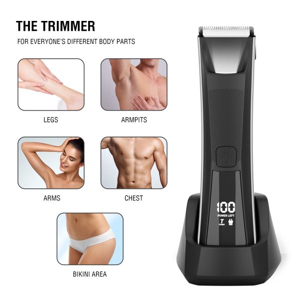 FEBFOXS Bikini Trimmer,Pubic Hair Trimmer& Groin Ball Shaver for Women and Men, IPX5 Waterproof Electric Body Trimmer, USB Recharge Dock, LED Light & Display - 图片 4