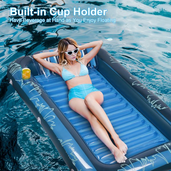 Inflatable Tanning Pool Lounger Float, Extra Large Suntan Sun Tan tub for Adults & Kids, Tanning chair, Bed Blow up, Raft Lounge Floatie - Image 3