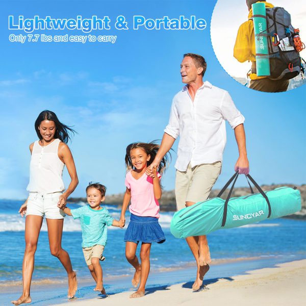 Beach Tent, 4-6 Person Pop-up Beach Tent Sun Shelter, UPF 50+ UV Protection Portable Waterproof Beach Tent, Sunshade with Extendable Floor for Family, Fishing, Camping, Green - Image 3