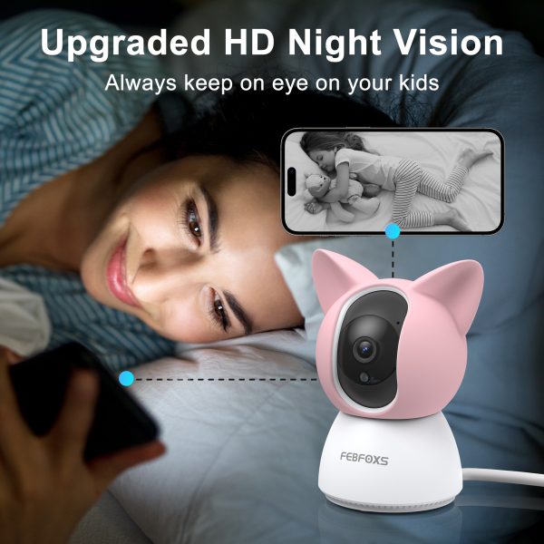 Febfoxs 2K Baby Monitor, 5G&2.4G Home Security Camera, Baby Camera, Motion Detection, 2-Way Audio, Night Vision for Baby and Pet Monitor - 图片 8