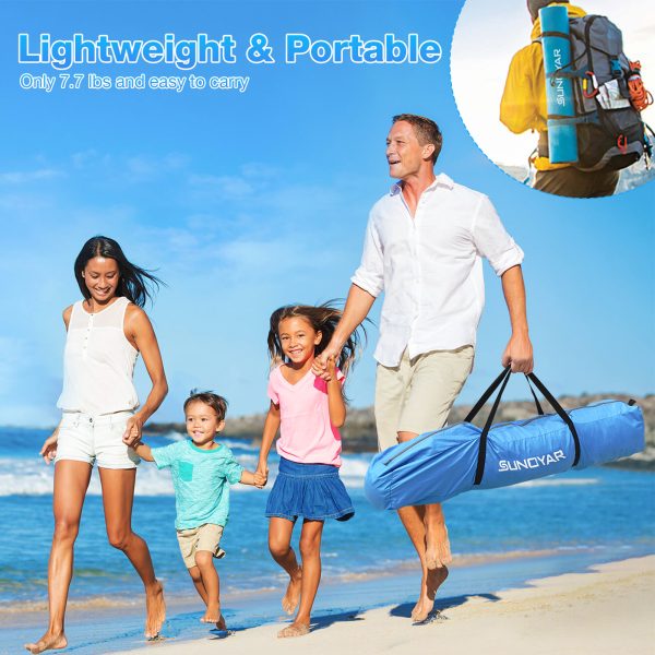 Beach Tent, 4-6 Person Pop-up Beach Tent Sun Shelter, UPF 50+ UV Protection Portable Waterproof Beach Tent, Sunshade with Extendable Floor for Family, Fishing, Camping, Blue - 图片 4