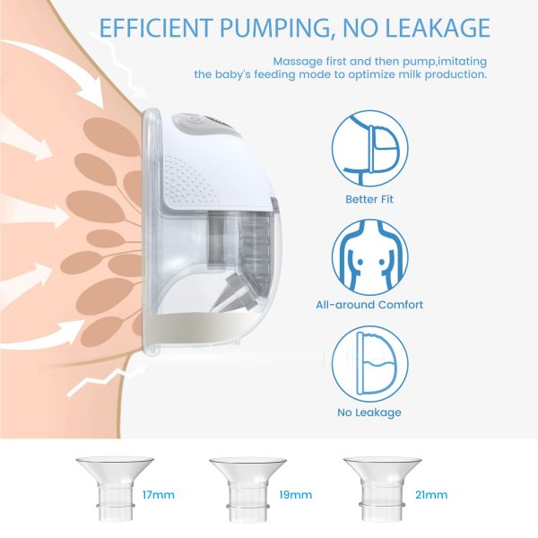 FEBFOXS Double Wearable Breast Pump, Hands-Free Portable Breast Pump with 4 Mode & 12 Levels, Electric Silent Breast feeding Breast Pump for Work and Outdoor, 17/19/21mm Flanges - Image 7