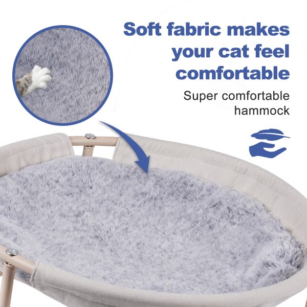 Cat Hammock, Cat Hammock Bed, Cat Bed, Detachable Pet Hammock Bed, Hanging Elevated Cat Nest, Pet Bed Suitable for Indoor Outdoor, off-White - 图片 5