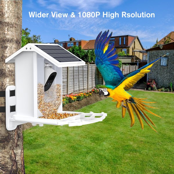 Smart Bird Feeder with Camera, ZUPOX Outdoor Bird Camera with 1080P HD, APP Notifications, with Wifi Connection & Solar Panel, White - 图片 4