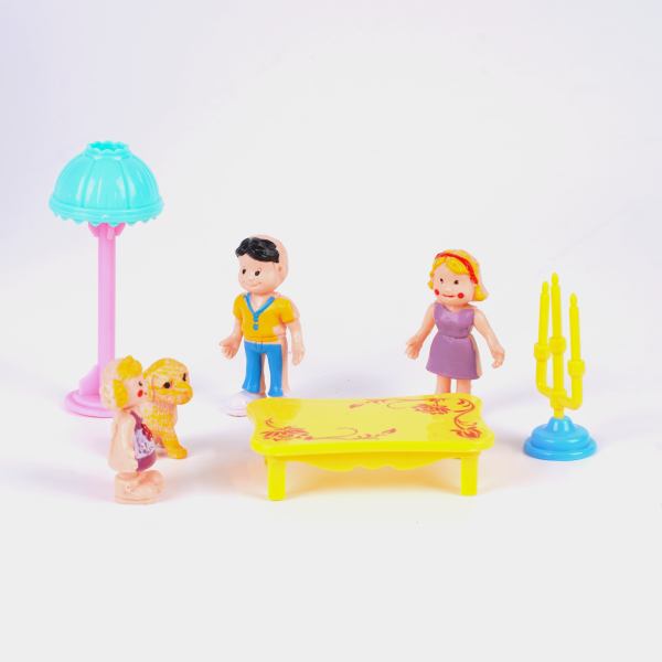 FEBFOXS Dollhouse Playset, Equipped with Dolls Figures and a Pet, Toy Gift 3 - 8 Years Old - 图片 5