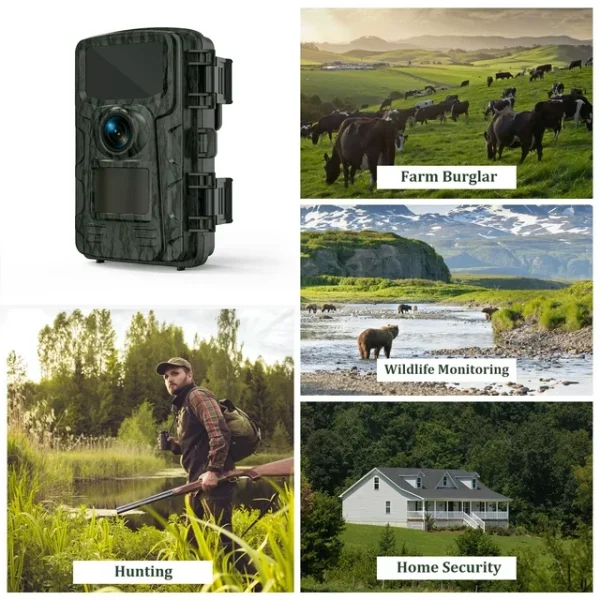 Mini Game Camera, 20MP 1080P HD Trail Camera with Night Vision, Wildlife Waterproof Hunting Camera Wildgame, Hunting Trail Monitors - 图片 4