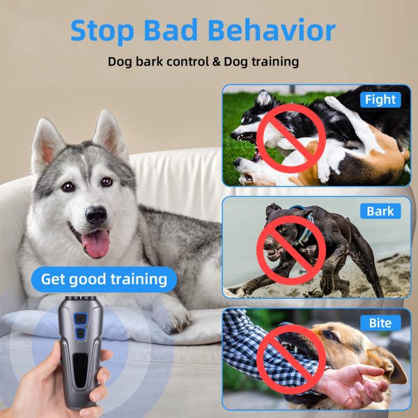 Dog Bark Deterrent Devices, Dog Barking Control Devices, Anti Bark Device for Dogs, Ultrasonic Rechargeable Dog Silencer with LED Flashlight,Gray - 图片 4