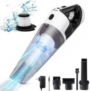 Direct Cordless Handheld Vacuum, 10KPA Wet and Dry Vacuum Cleaner for Home and Car, 12.8V-5C Powerful Suction, Ultra-Lightweight, Quick Charge, Black