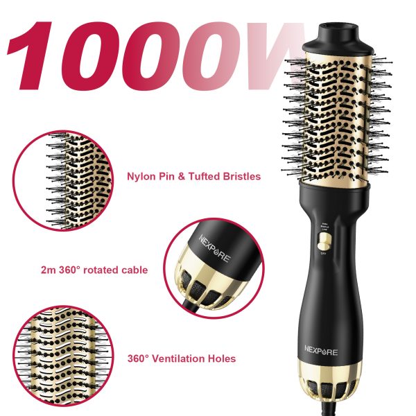 NEXPURE Hair Dryer Brush,Upgraded 4 in 1 Hair Dryer Brush Blow Dryer Brush in One with Negative Ion Anti-Frizz Ceramic Titanium Barrel Hot Air Brush Hair Straightener Brush - 图片 2