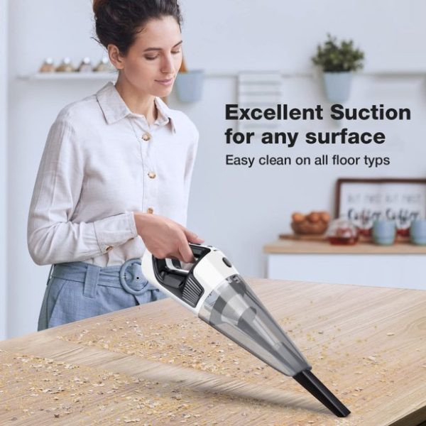 Direct Cordless Handheld Vacuum, 10KPA Wet and Dry Vacuum Cleaner for Home and Car, 12.8V-5C Powerful Suction, Ultra-Lightweight, Quick Charge, Black - Image 5