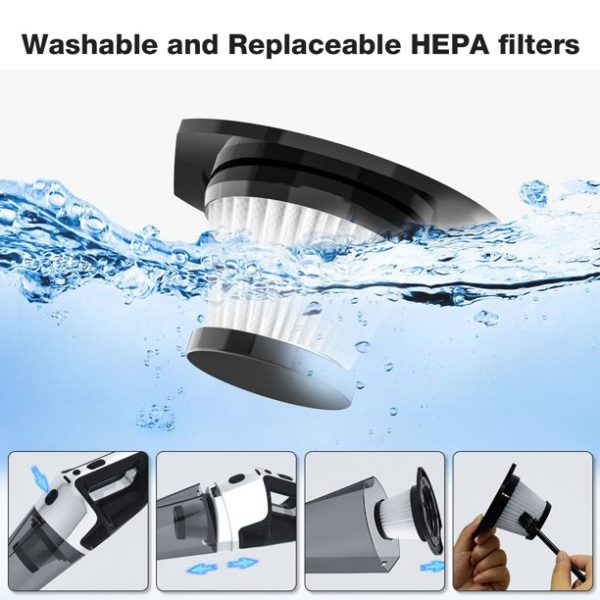 Direct Cordless Handheld Vacuum, 10KPA Wet and Dry Vacuum Cleaner for Home and Car, 12.8V-5C Powerful Suction, Ultra-Lightweight, Quick Charge, Black - Image 9