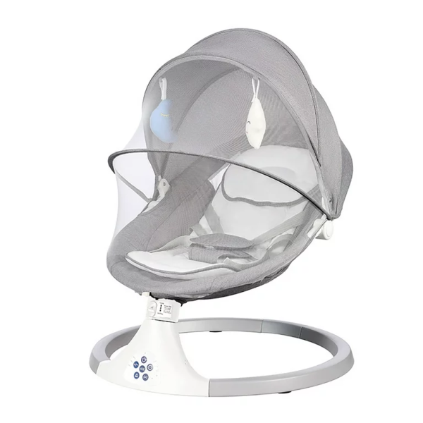 FEBFOXS Baby Swing for Infants, Electric Bluetooth Swing, Music Speaker with 10 Preset Lullabies, Remote Control, Gray - 图片 3