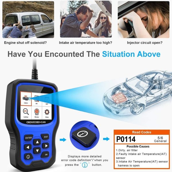 Upgrade Febfoxs V318 OBD2 Scanner, Car Engine Fault Code Reader with Full System Functions, OBD2 CAN Diagnostic Scan Tool for All OBDII Protocol Cars Since 1996 - 图片 3