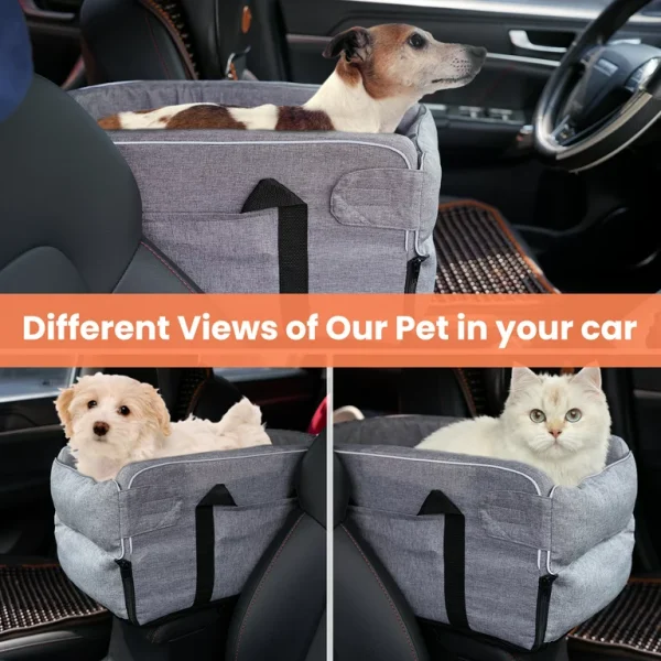 Dog Car Seat for Small Dogs, Dog Booster Seats with Safety Tethers, Pet Car Seat with Detachable and Washable, Perfect for Small Pets, Grey - 图片 6